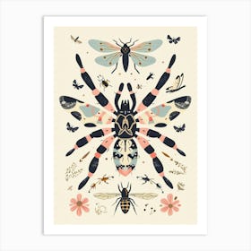 Colourful Insect Illustration Tarantula 7 Art Print