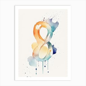 8, Number, Education Minimalist Watercolour 1 Art Print