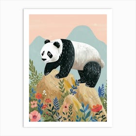 Giant Panda Walking On A Mountrain Storybook Illustration 4 Art Print