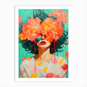 Dreamy Woman Floral Art Art Print