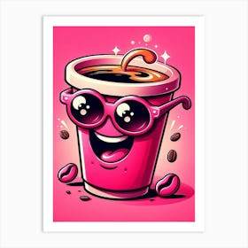 Cartoon Coffee Cup Art Print