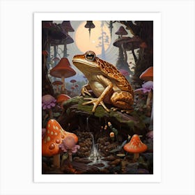 Mystical Mushroom Wood Frog 1 Art Print