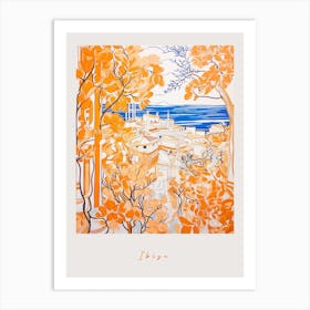 Ibiza Spain 2 Orange Drawing Poster Art Print