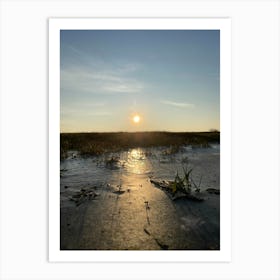 Sunrise Over A Frozen Marsh Art Print