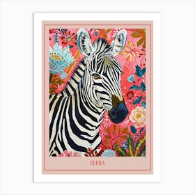 Floral Animal Painting Zebra 2 Poster Art Print