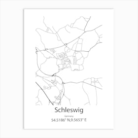 Schleswig,Germany Minimalist Map Art Print