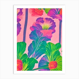 Bok Choy 2 Risograph Retro Poster vegetable Art Print