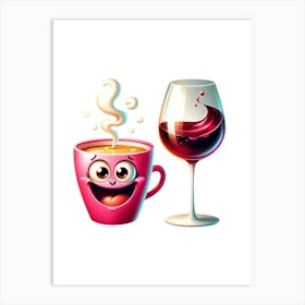 Cute Coffee And Wine Art Print