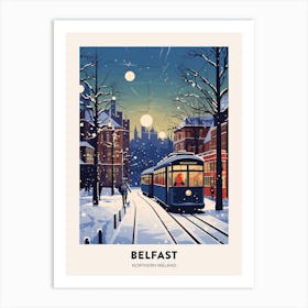 Winter Night  Travel Poster Belfast Northern Ireland 4 Art Print