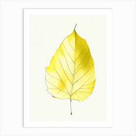 Yellow Birch Leaf Minimalist Watercolour 3 Art Print