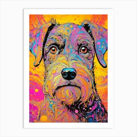 Colourful Schnauzer Dog Portrait Art Print