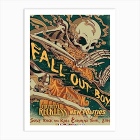 Fall Out Boy Poster Vintage Rock Band Emo Pop Punk Wall Art Art Print