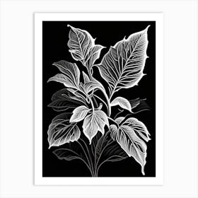 Bergamot Leaf Linocut 4 Art Print