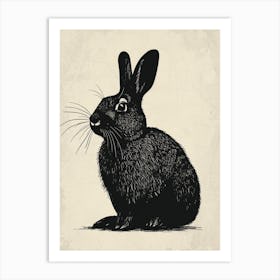 Beveren Blockprint Rabbit Illustration 2 Art Print