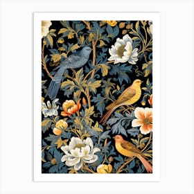 Wallpaper With Birds And Flowers 1 Art Print