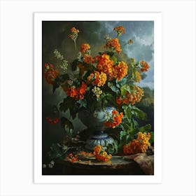 Baroque Floral Still Life Lantana 2 Art Print