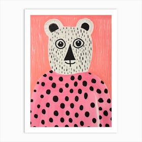 Pink Polka Dot Lemur Art Print