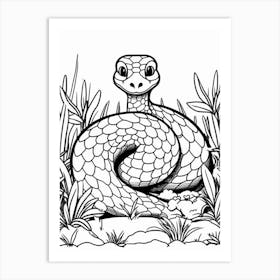 Line Art Jungle Animal Bushmaster Snake 4 Art Print