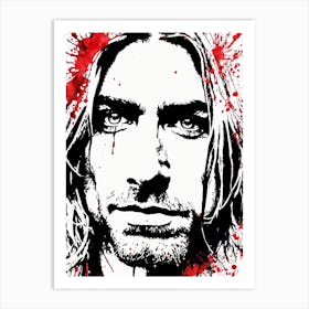 Kurt Cobain Portrait Ink Painting (26) Art Print