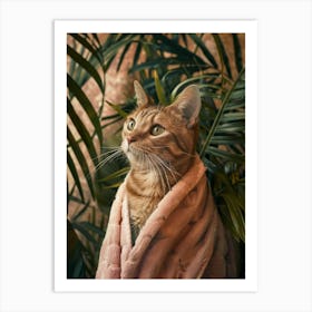 Cat In A Blanket Art Print