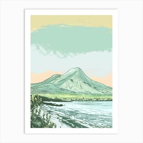 Mount Vesuvius Italy Color Line Drawing (3) Art Print