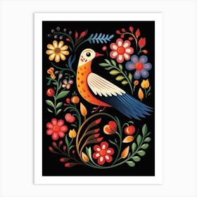 Folk Bird Illustration Dove 1 Art Print