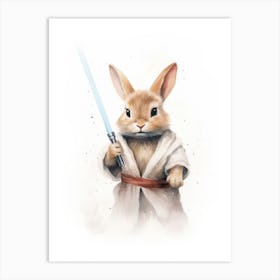 Bunny Rabbit As A Jedi Watercolour 4 Art Print