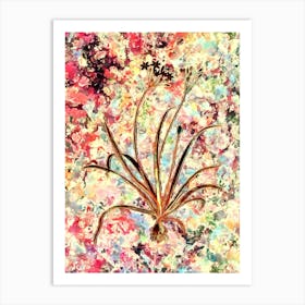 Impressionist Allium Fragrans Botanical Painting in Blush Pink and Gold Art Print
