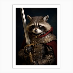 Vintage Portrait Of A Bahamian Raccoon Dressed As A Knight 4 Art Print