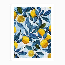 Watercolor Lemons Pattern Art Print