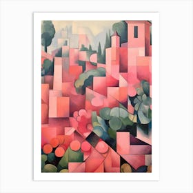 Pink Cubist Gardens Art Print