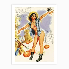 Pin Up Autumn Girl Art Print