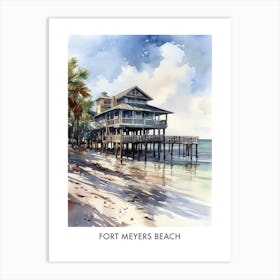 Fort Myers Beach Watercolor 3travel Poster Art Print