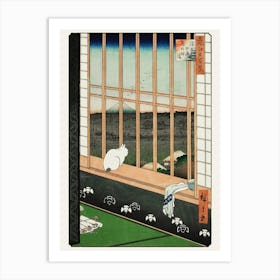 Japanese Cat in a Window Art Print