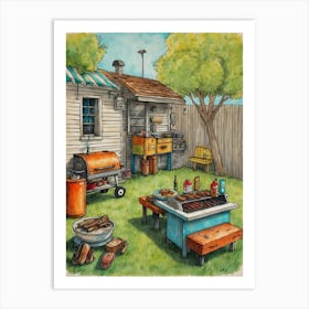 Backyard Barbecue Art Print