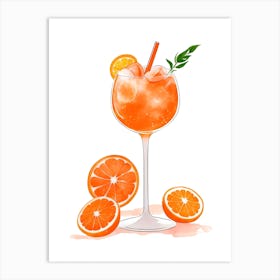 Aperol With Ice And Orange Watercolor Vertical Composition 50 Art Print