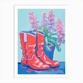A Painting Of Cowboy Boots With Snapdragon Flowers, Fauvist Style, Still Life 6 Art Print