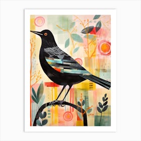 Bird Painting Collage Blackbird 1 Art Print
