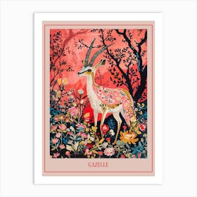 Floral Animal Painting Gazelle 1 Poster Art Print