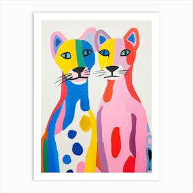 Colourful Kids Animal Art Mountain Lion 2 Art Print