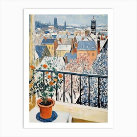 The Windowsill Of Nuremberg   Germany Snow Inspired By Matisse 3 Art Print