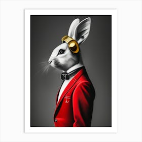 Rabbit With Headphones 1 Art Print