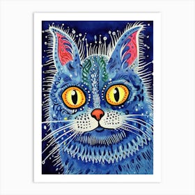 Louis Wain Blue Gothic Kaleidoscope Cat 5 Art Print