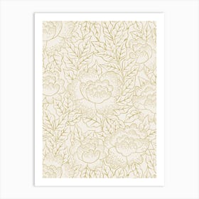 Rose Garden - Olive Gold Floral Art Print