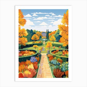 Alnwick Garden, United Kingdom In Autumn Fall Illustration 2 Art Print