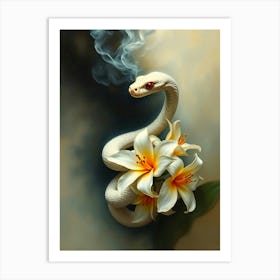 Snake With Lilies Art Print