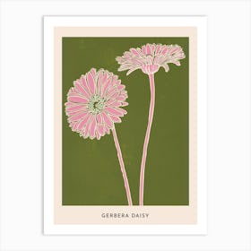 Pink & Green Gerbera Daisy 1 Flower Poster Art Print