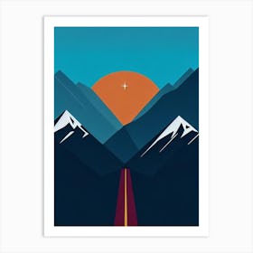 Valle Nevado, Chile Modern Illustration Skiing Poster Art Print