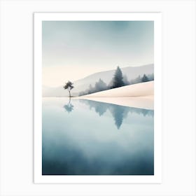 Lone Tree In A Lake Art Print