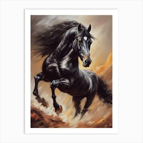 Black Horse Painting - Ai Art Print